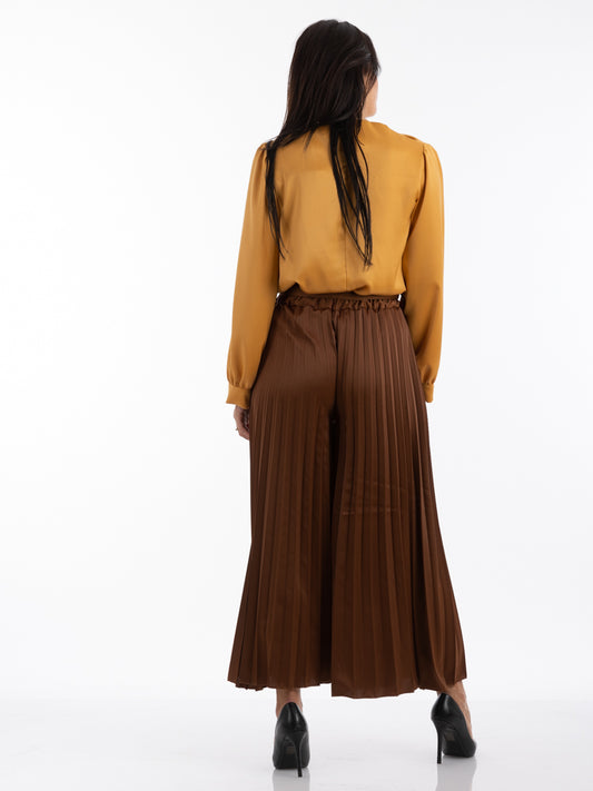 2204150- Pleated Wide Leg Pants - Montania Shop