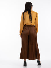 2204150- Pleated Wide Leg Pants - Montania Shop
