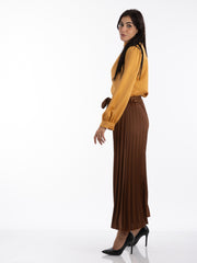 2204150- Pleated Wide Leg Pants - Montania Shop