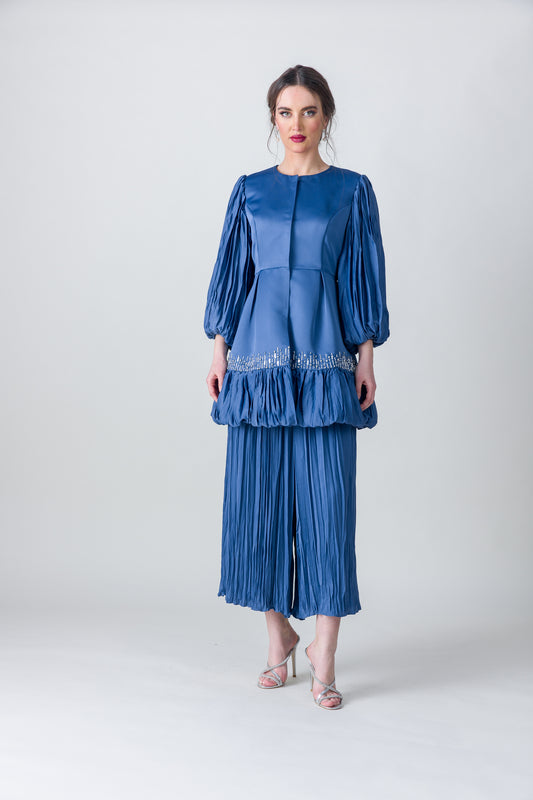 2305003- Pleated Wide Leg Pants - Montania Shop