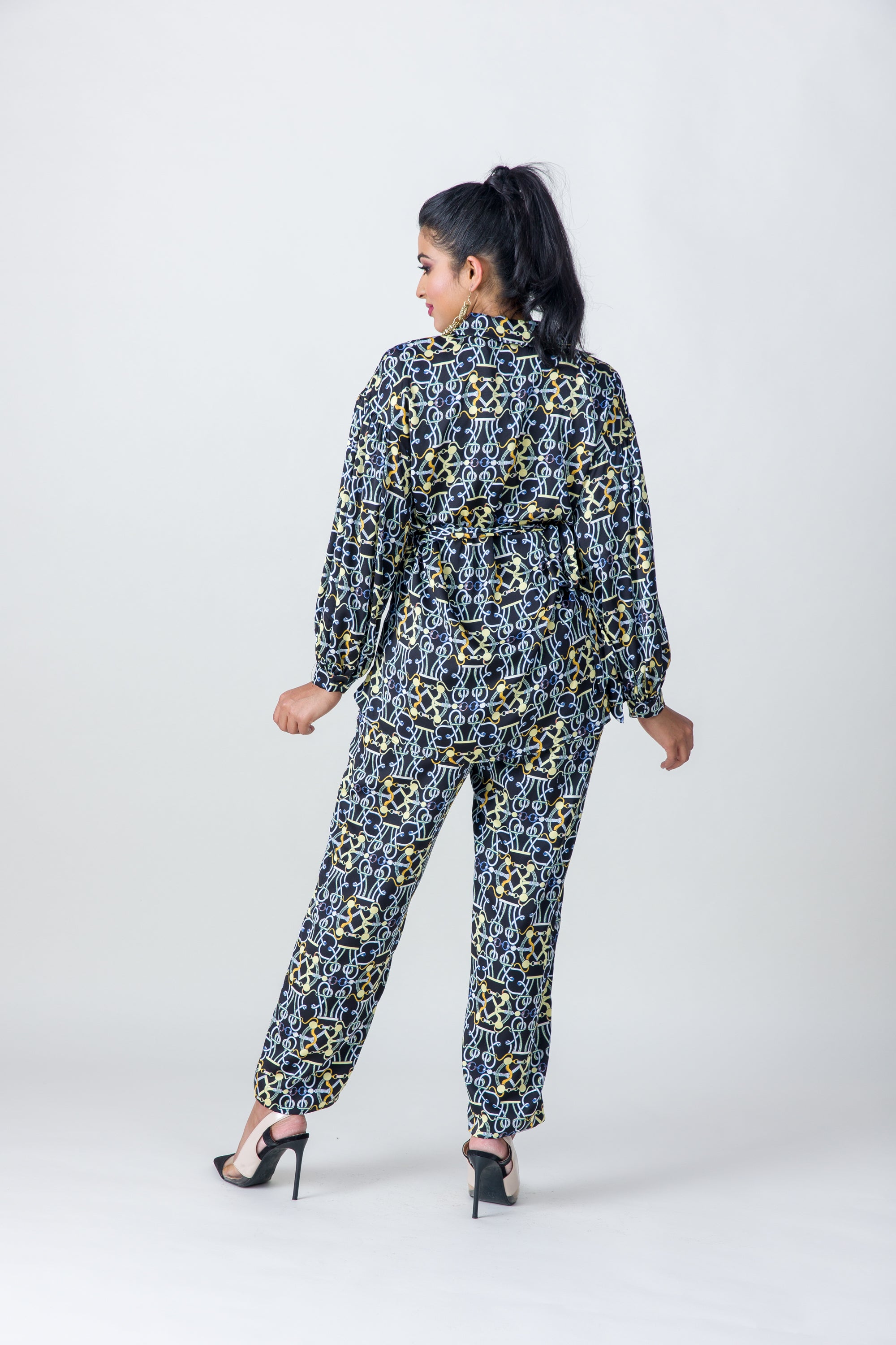 2304004- Linen Printed Pants - Montania Shop