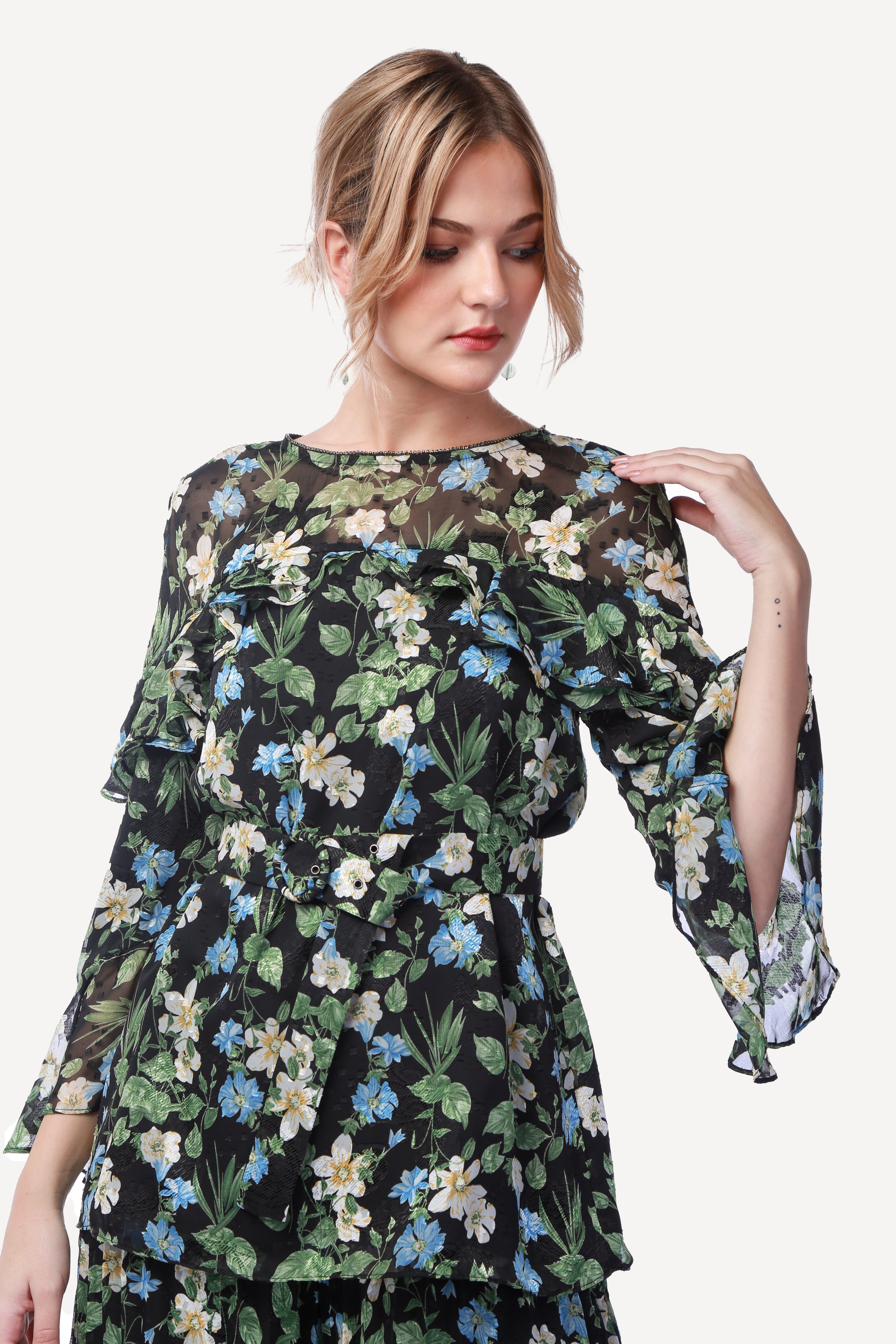 2305005- Floral Print Blouse - Montania Shop