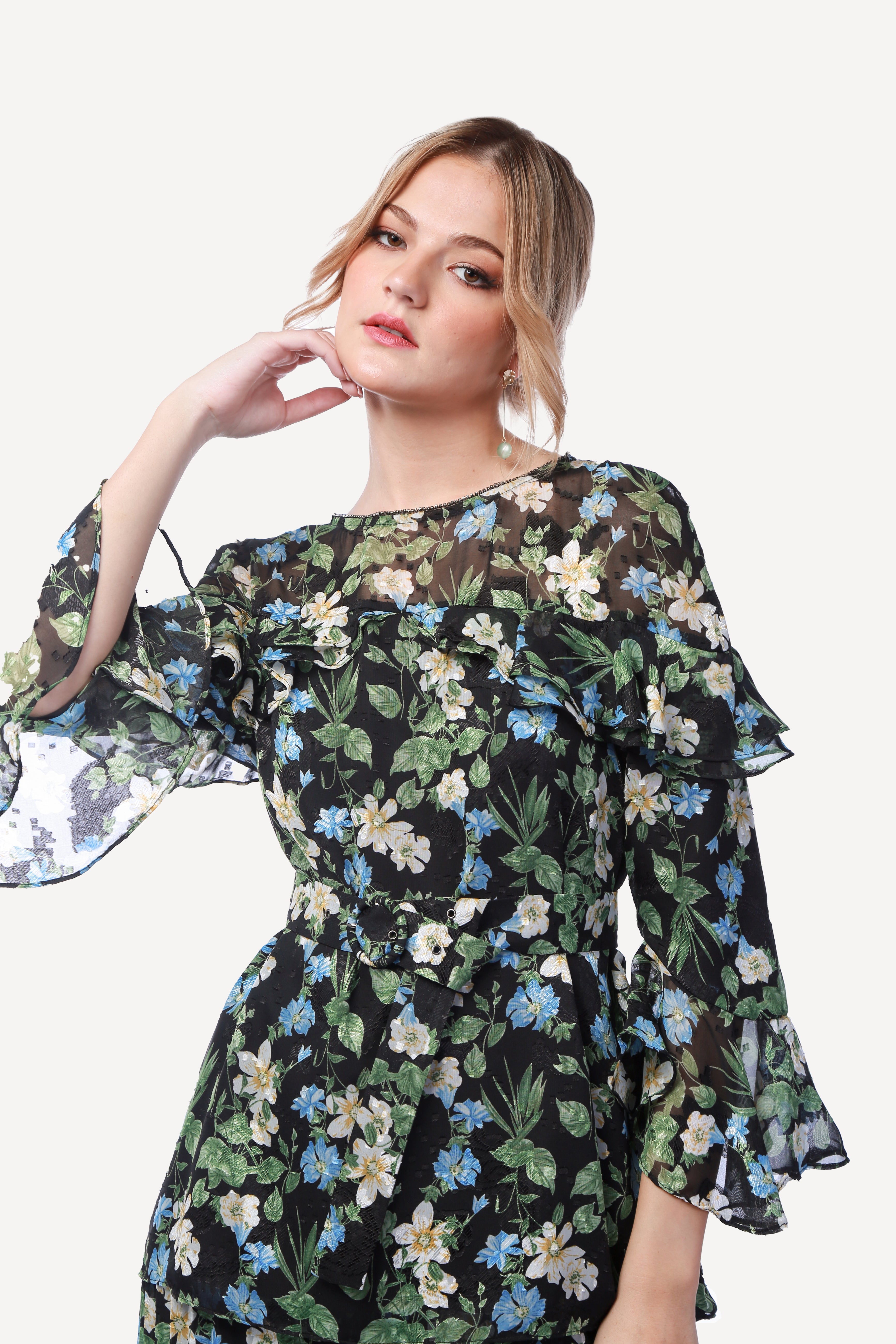 2305005- Floral Print Blouse - Montania Shop