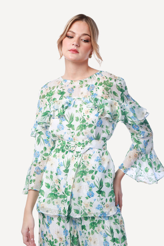 2305005- Floral Print Blouse - Montania Shop