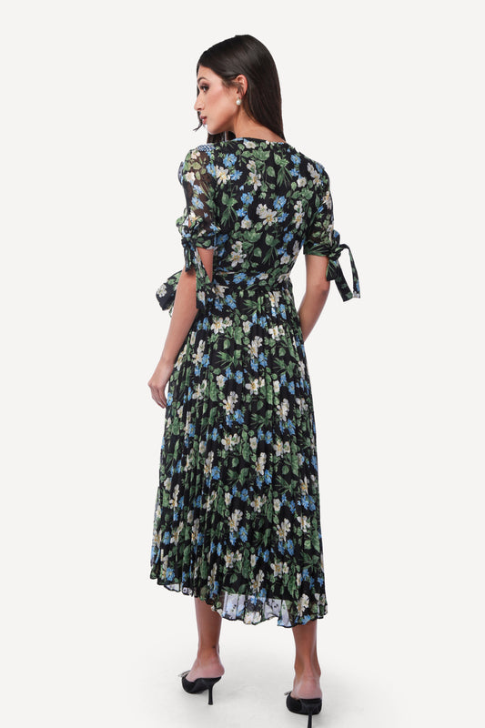 2306006-  Floral Print Wrap Dress - Montania Shop