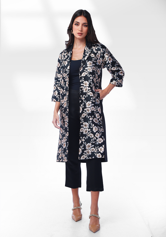 2333001- Floral Jacquard Jacket - Montania Shop
