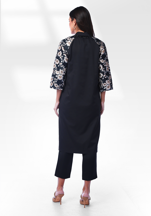 2333001- Floral Jacquard Jacket - Montania Shop