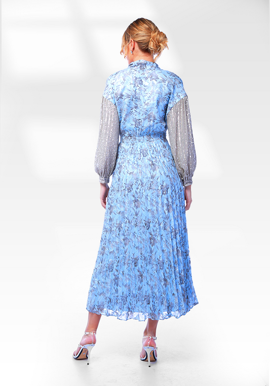 2343001- Poplin Sleeve Maxi Wrap Dress - Montania Shop