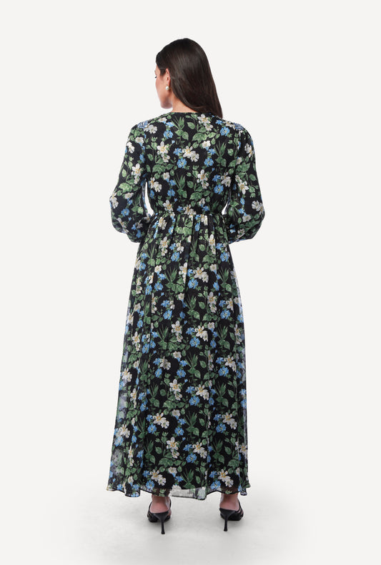2343003- Floral Print Maxi Dress - Montania Shop