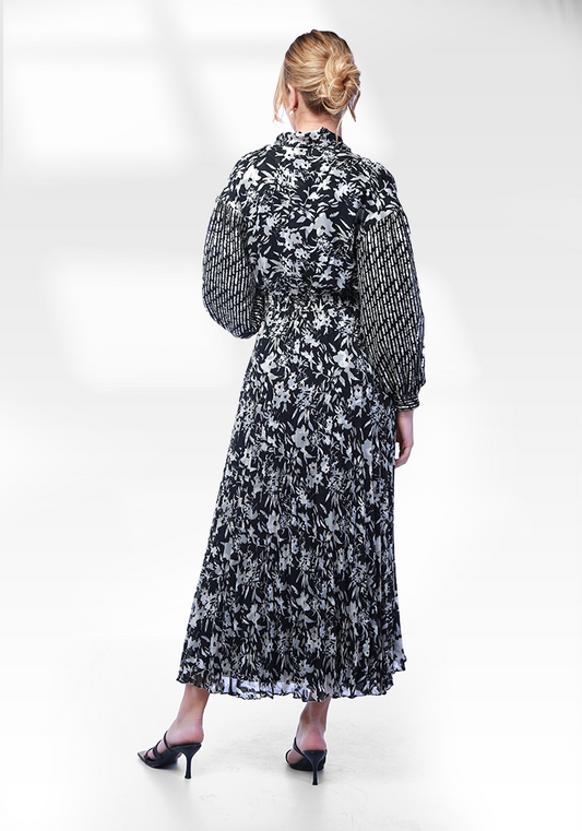 2343001- Poplin Sleeve Maxi Wrap Dress - Montania Shop