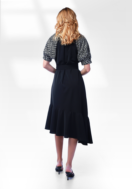 2306003- Puff Sleeve Dress - Montania Shop